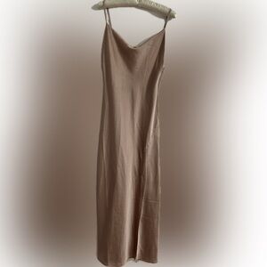 Long Sweet Neck Spaghetti Strap Dress with Side Slit